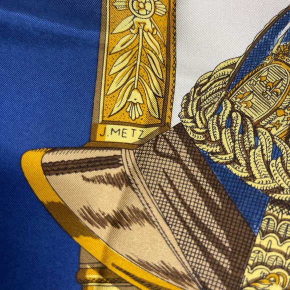 Hermes scarf Carre 90 Blue Silk100% - Picture 10 of 11